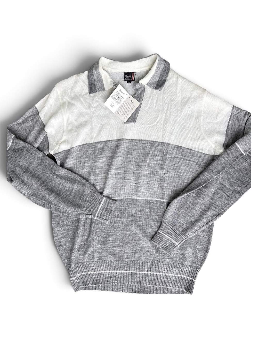 Vintage Paolo Ricci Men’s L Colorblock Polo Sweater Made Korea NWT